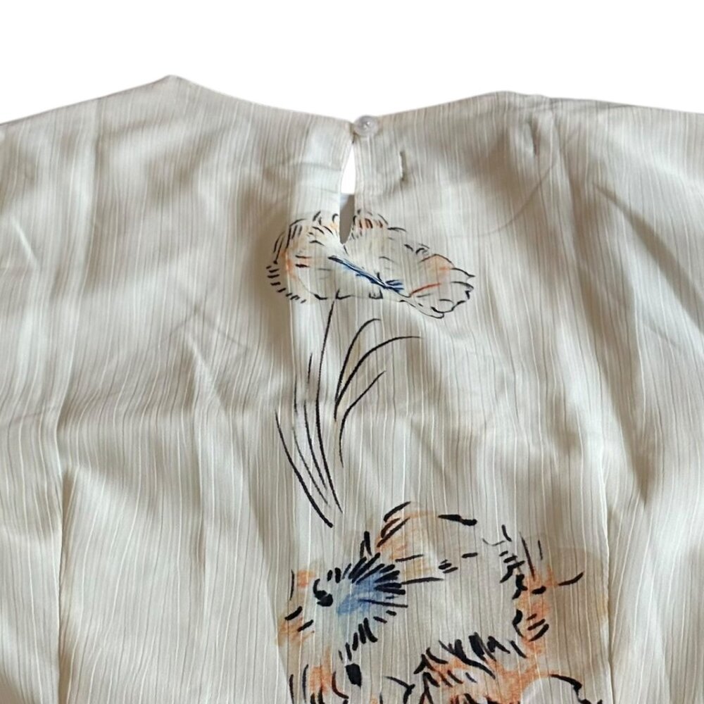 Kaimilan Creamy Ivory Floral Print Dress Knee Length Short Sleeve Size 8 NWT - Picture 8 of 13
